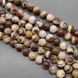 Бусина Яшма, бежево-коричневая, глянцевая, 8.5 мм, нитка