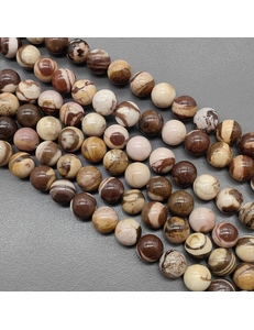 Бусина Яшма, бежево-коричневая, глянцевая, 10-10.5 мм, нитка