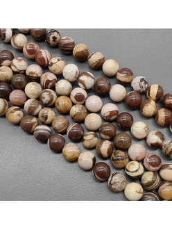 Бусина Яшма, бежево-коричневая, глянцевая, 8.5 мм, нитка