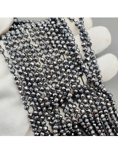 Бусина Терагерц, огранка, серый, 4 мм, нитка