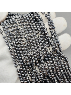 Бусина Терагерц, огранка, серый, 4 мм, нитка