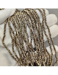 Бусина Гематит, рондель граненный, золотистый, 3*2 мм