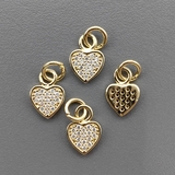 Подвеска Сердце с фианитами, 10*7.5 мм, позолота