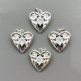 Подвеска Сердце с фианитами, 12.5 мм, родий