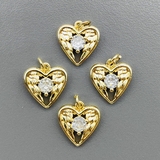 Подвеска Сердце с фианитами, 12.5 мм, позолота