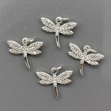 Подвеска Стрекоза с фианитами, 12*15 мм, родий