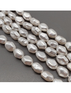 Жемчуг Майорка, фри форм, 10*12 мм, белый, нитка