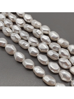 Жемчуг Майорка, фри форм, 10*12 мм, белый, нитка