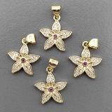 Подвеска Цветок с фианитами, 16 мм, позолота