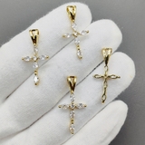 Подвеска крест с фианитами, 29*14 мм, позолота