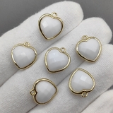 Подвеска Сердце агат, 15*13 мм, позолота