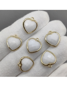 Подвеска Сердце агат, 15*13 мм, позолота