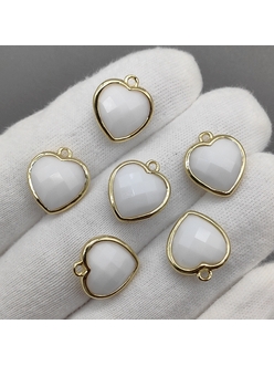 Подвеска Сердце агат, 15*13 мм, позолота