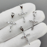 Подвеска крест с фианитами, 29*14 мм, родий