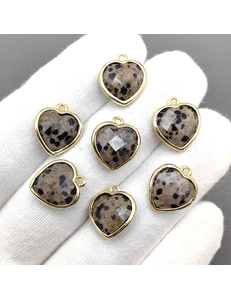 Подвеска Сердце Яшма, 15*13 мм, позолота