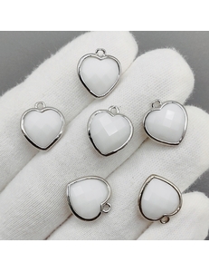 Подвеска Сердце агат, 15*13 мм, родий