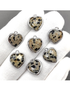 Подвеска Сердце Яшма, 15*13 мм, родий