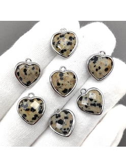 Подвеска Сердце Яшма, 15*13 мм, родий