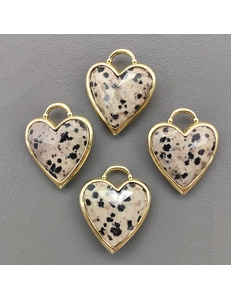 Подвеска Сердце Яшма, 23.5*20 мм, позолота