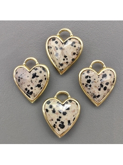 Подвеска Сердце Яшма, 23.5*20 мм, позолота