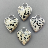 Подвеска Сердце Яшма, 23.5*20 мм, родий