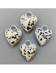 Подвеска Сердце Яшма, 23.5*20 мм, родий