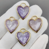 Подвеска Сердце светлый аметист, 23.5*20 мм, позолота