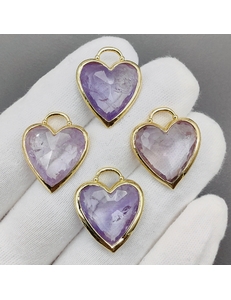 Подвеска Сердце светлый аметист, 23.5*20 мм, позолота