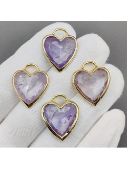 Подвеска Сердце светлый аметист, 23.5*20 мм, позолота