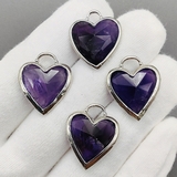 Подвеска Сердце темный аметист, 23.5*20 мм, родий