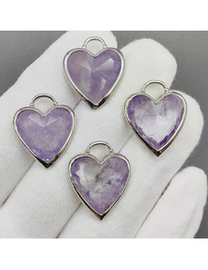 Подвеска Сердце светлый аметист, 23.5*20 мм, родий