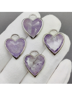 Подвеска Сердце светлый аметист, 23.5*20 мм, родий