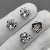 Подвеска Сердце, прозрачный, 12.5*11 мм, родий