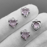 Подвеска Сердце, розовый, 12.5*11 мм, родий