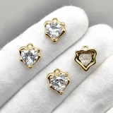 Подвеска Сердце, прозрачный, 12.5*11 мм, позолота