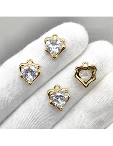 Подвеска Сердце, прозрачный, 12.5*11 мм, позолота