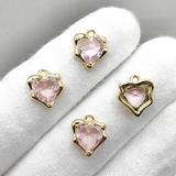 Подвеска Сердце, розовый, 12.5*11 мм, позолота