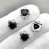 Подвеска Сердце, черный, 12.5*11 мм, родий