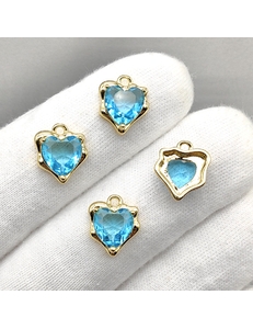 Подвеска Сердце, голубой, 12.5*11 мм, позолота