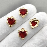 Подвеска Сердце, красный, 12.5*11 мм, позолота