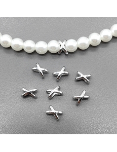 Бусина крестик, 7*4 мм, родий, шт