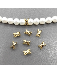 Бусина крестик, 7*4 мм, позолота, шт