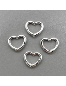 Замок карабин Сердце, 16*13 мм, родий, шт