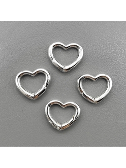 Замок карабин Сердце, 16*13 мм, родий, шт