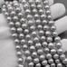 Жемчуг натуральный круглый, серый, 8-9 мм, нитка