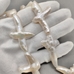 Жемчуг натуральный крестик, 47*29 мм, белый, нитка