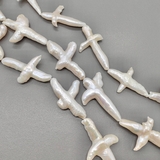 Жемчуг натуральный крестик, 47*29 мм, белый, нитка