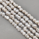 Жемчуг натуральный арахис, белый, 8-9*14-16 мм, нитка