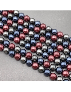 Жемчуг Майорка, 8 мм, темный микс, глянцевый