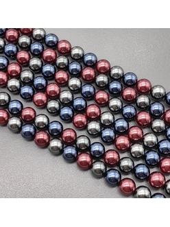 Жемчуг Майорка, 8 мм, темный микс, глянцевый